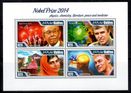 Maldives 2015 Mi. 5559-62 Mini Feuille 100% Neuf ** Lauréats Du Prix Nobel - Malediven (1965-...)