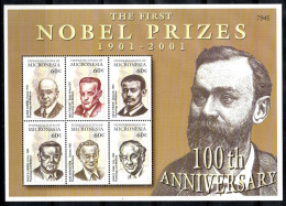 Micronésie 2001 Mi. 1242-47 Mini Feuille 100% Neuf ** Prix Nobel, 60 C... - Mikronesien