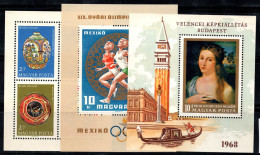 Hongrie 1968 Mi. Bl.64-66 A Bloc Feuillet 100% Neuf ** Gondolier,Jeux Olympiques,Céramique - Blocks & Sheetlets