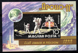 Hongrie 1969 Mi. Bl.72 B Bloc Feuillet 100% Poste Aérienne Neuf ** 10 Pieds, Apollo 11 - Hojas Bloque