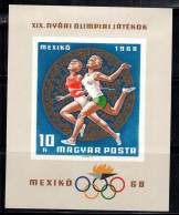 Hongrie 1968 Mi. Bl.65 B Bloc Feuillet 100% Neuf ** 10 Ft, Jeux Olympiques, Mexique - Blocs-feuillets