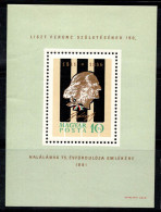 Hongrie 1961 Mi. Bl.32 A Bloc Feuillet 80% Neuf ** 10 Ft, Franz Liszt, Compositeur - Blocks & Sheetlets