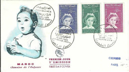 Envellope MAROC 1e Jour N° 393 A 395 Y & T - Maroc (1956-...)
