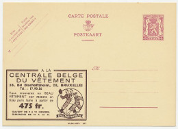 Publibel - Postal Stationery Belgium 1938 Clothes - Hat - Kostüme