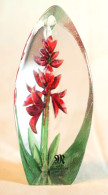 Sculpture Florale Cristal Mats Jonasson Suéde Maleras Suède Sculpture Orchidée Rouge Signée BX24JON001 - Verre & Cristal