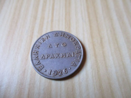 Grèce - 2 Drachmes République 1926.N°224. - Grèce