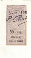 Timbre Fiscal Conchinchine Type Oudiné Droit De Greffe 80 Cents Non Dentelé - Used Stamps