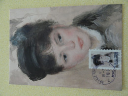 CARTE MAXIMUM CARD JEUNE FEMME AU CHAPEAU NOIR PAR AUGUSTE RENOIR OBL ORD LILLE NORD FRANCE - Impressionismo