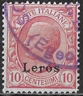 DODECANESE 1912 Italian Stamp With Overprint LEROS 10 Ct. Carmine Vl. 3 - Dodécanèse