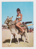 Sexy Young Woman, Lady With Swimwear, Bikini, Pose On Donkey, Summer Beach Fun, Vintage Photo Postcard RPPc Pin-Up 53605 - Pin-Ups