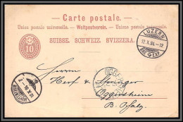 11324 10c Rouge Luzern 1884 Allemagne Germany Carte Postale Postcard Suisse Helvetia  - Stamped Stationery