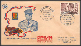 10661h N°920 Maréchal De Lattre De Tassigny 1952 Paris Fdc Enveloppe Premier Jour Lettre  - 1950-1959