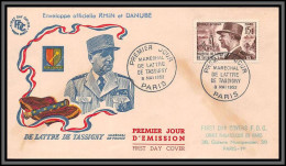 10661 N°920 Maréchal De Lattre De Tassigny 1952 Journée Rhin Danube En Bleu Paris Fdc Enveloppe Premier Jour Lettre  - 1950-1959