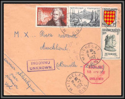 10651 Ier Vol Paris Auckland 1957 Maignelay Oise Lettre France  - First Flight Covers