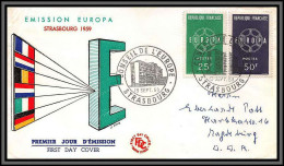 10621 N°1218/1219 EUROPA 19/9/1959 STRASBOURG Fdc Enveloppe Premier Jour Lettre Cover France  - 1950-1959