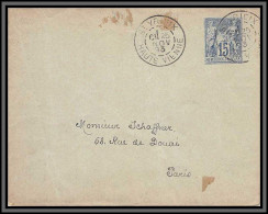 10402 15 Sage Bleu Saint-yrieix-la-perche Haute-vienne 25/11/1893 Enveloppe Entier Postal Stationery France  - Standard- Und TSC-Briefe (vor 1995)