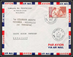 10291 1er Courrier Aerien Noumea Houailou Par Transpac 7/2/1962 Lettre Cover Nouvelle Caledonie Aviation  - Storia Postale