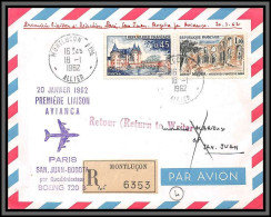 10247 1ère Liaison Avianca Paris San Juan Bogota Boeing Quadrireacteur Montlucon 18/1/1962 Lettre Cover France Aviation - Eerste Vluchten