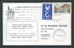 10237 1ère Liaison Aérienne Directe France Polynésie Par Tai 28/9/1959 Papete Lettre Cover France Aviation  - Erst- U. Sonderflugbriefe