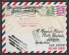 10209 20ème Anniversaire De La 1ère Liaison Aérienne Paris Saigon 1930/1950 Indochine Lettre Cover France Aviation  - First Flight Covers