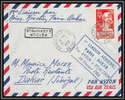 10183 1ère Liaison Aerienne Paris Dakar Par Avion à Reaction Asnière 18/3/1953 Lettre Cover France Aviation  - First Flight Covers