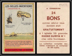 10133 Chromos Pub Tablette Chocolats Fins Du Rhone Surfin Les Belles Inventions L'aerostation France Aviation  - Autres & Non Classés