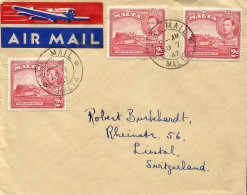 X0073 Malta, Circuled Cover 1947 To Switzerland - Malta