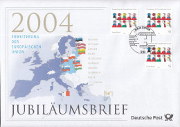 BRD  3x 2400, FDC-Jubiläumsbrief, Mit Erstausgabestempel Berlin, Erweiterung Der EU, 2004 - 2001-2010