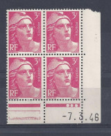 GANDON N° 716 - Bloc De 4 COIN DATE - NEUF SANS CHARNIERE - 7/3/46 - 3 Points - 1940-1949