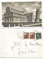 Democratica L.1,20coppia + C.60 Cart. B/n Pisa Cattedrale 13giu1947 X Pavia - 1946-60: Storia Postale