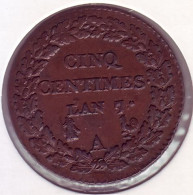 Dupré. 5 Centimes, Grand Module. An 7/5 A - - 1795-1799 Directoire
