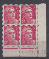 GANDON N° 716 - Bloc De 4 COIN DATE - NEUF SANS CHARNIERE - 15/3/46 - 1 Point - 1940-1949