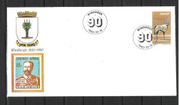 South West Africa 1980 90th Anniversary Of Windhoek With Coat Of Arms FDC Windhoek Cancel - Enveloppes