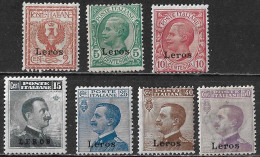 DODECANESE 1912 Black Overprint LEROS On Italian Stamps Vl. 1 / 7 - Dodekanisos