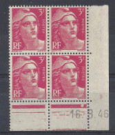 GANDON N° 716 - Bloc De 4 COIN DATE - NEUF SANS CHARNIERE - 16/3/46 - 1 Point - 1940-1949
