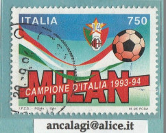 USATI ITALIA 1994 - Ref.0692A" MILAN CAMPIONE D'ITALIA" 1 Val. - - 1991-00: Oblitérés