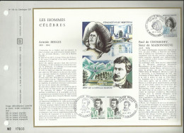 FRANCE -  FDC -  Paul De Chomedey, Sieur De Maisonneuve -Aristide Bergès  - Feuillet N° 190 Du Catalogue CEF - 1970-1979