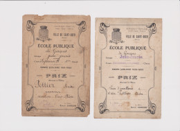 VILLE DE SAINT - OUEN ECOLE PUBLIQUE DE GARCONS PRIX ANNEE SCOLAIRE 1922 1923 - Diplomi E Pagelle