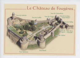 Château De Fougères Citadelle Du Duché De Bretagne : 13 Tours Sont Encore Debout ! Cp Vierge N°3980 - Fougeres