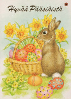 PASQUA CONIGLIO UOVO Vintage Cartolina CPSM #PBO422.IT - Easter