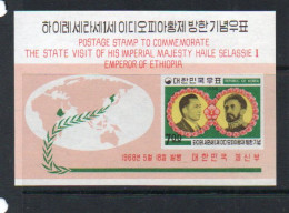 SOUTH KOREA- 1968 - HAILE SELASSIE VIST  SOUVENIR SHEET  MINT NEVER HINGED   - Corée Du Sud