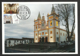 Portugal Carte Maximum Cathédrale Angra Do Heroísmo Azores Eglise 2013 Cathedral Maxicard Church Angra Açores - Churches & Cathedrals