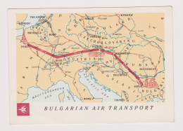Joint Bulgarian Soviet Russia Airline Carrier TABSO Airline Route Map Advertising Poster Postcard, Vintage Postcard /663 - Cartes Géographiques