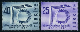 Türkiye 1957 Mi 1520-1521 MNH Cooperation With The United States | Machine Wheel | Spike | Flag - Unused Stamps