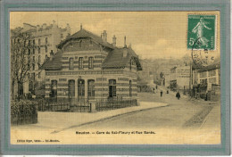 CPA (92) MEUDON - Vue De La Gare Du Val-Fleury Et De La Rue Banès En 1908 - Carte Colorisée D'aspect Toilé - Meudon