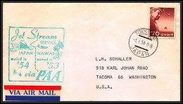 12729 Jet Stream Service Japan Hawai 1/1/1954 Tokyo Honolulu Premier Vol First Flight Lettre Airmail Cover Japon  - Aviones