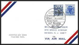 12717 Austrian Airlines Boeing 707 Wien Brussel New York 1/4/1969 Premier Vol First Flight Lettre Airmail Cover Auriche  - Aviones