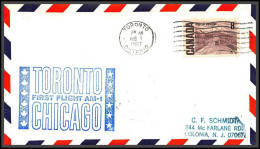 12709 Am 1 Toronto Chicago 1/7/1967 Premier Vol First Flight Lettre Airmail Cover Canada - Aviones