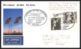 12685b United Airlines Frankfurt Chicago Usa 16/5/1990 Premier Vol First Flight Lettre Airmail Cover Allemagne Germany - Aviones