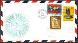 12654 Twa 1/8/1969 Premier Vol First Global Flight Lettre Airmail Cover Usa New York Los Angeles United Nations Aviation - Aviones